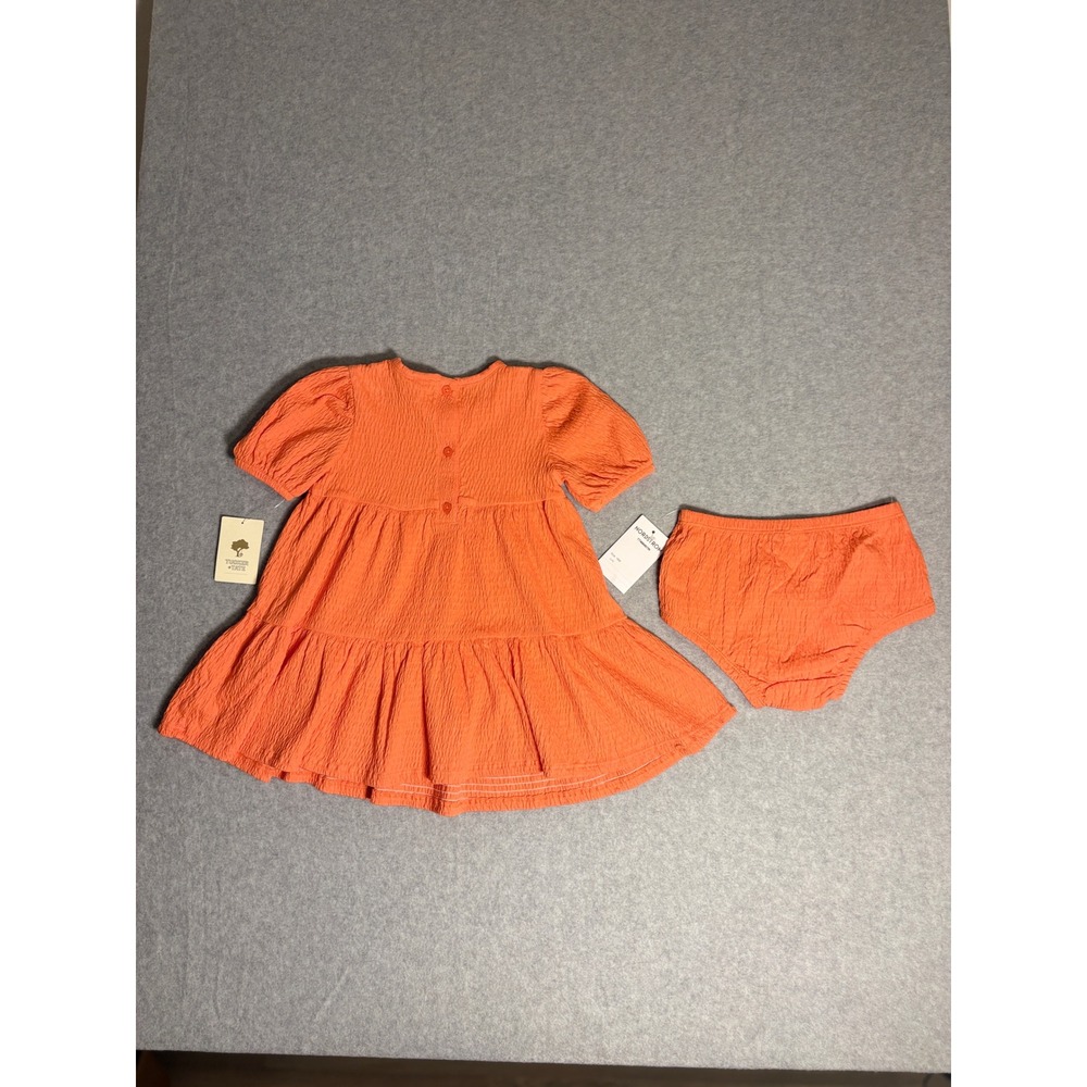 Tucker + Tate | NWT Coral Orange Cotton Blend Tiered Dress and Bloomer Set | 18M